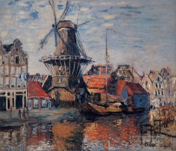  Canal Kunst - Die Windmühle auf dem Onbekende Canal Amsterdam 1874 Claude Monet